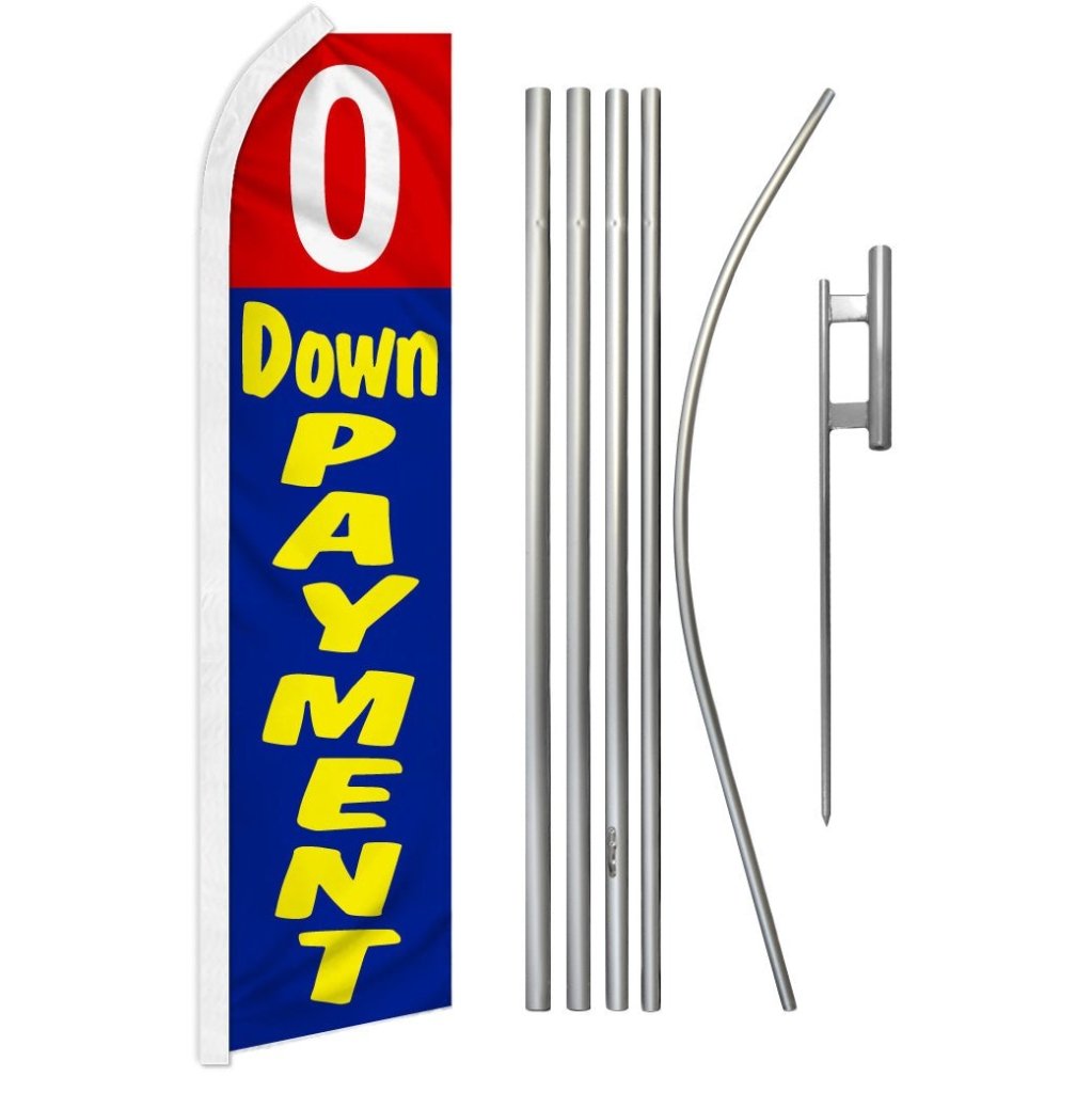 0 Down Payment (Red & Blue) Super Flag & Pole Kit - Flags Importer