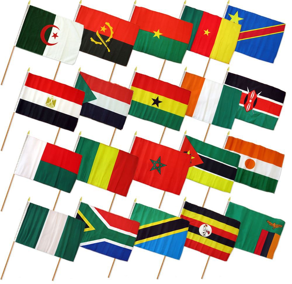 (12x18in) Set of 20 African Stick Flags - Flags Importer