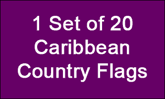 2x3ft Set of 20 Caribbean Flags shown countries included
