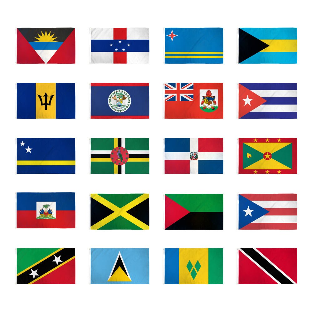 (2x3ft) Set of 20 Caribbean Flags - Flags Importer