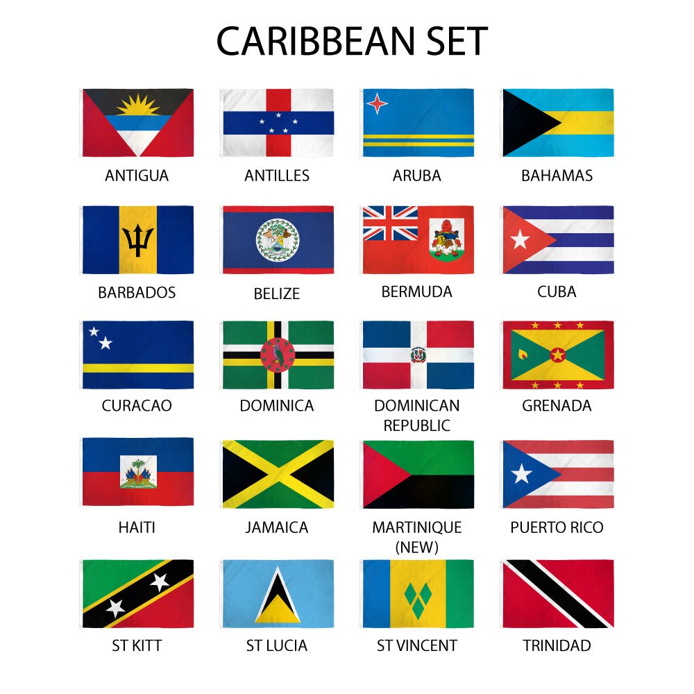 (2x3ft) Set of 20 Caribbean Flags - Flags Importer