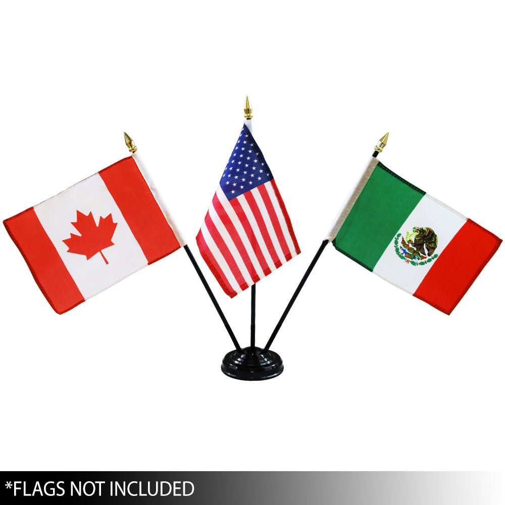 3 - Hole Black Desktop Flag Stand for 4x6 inch flag (Weighted) - Flags Importer