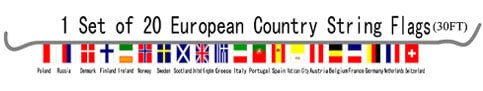 30ft String Flag Set of 20 European Country Flags - Flags Importer
