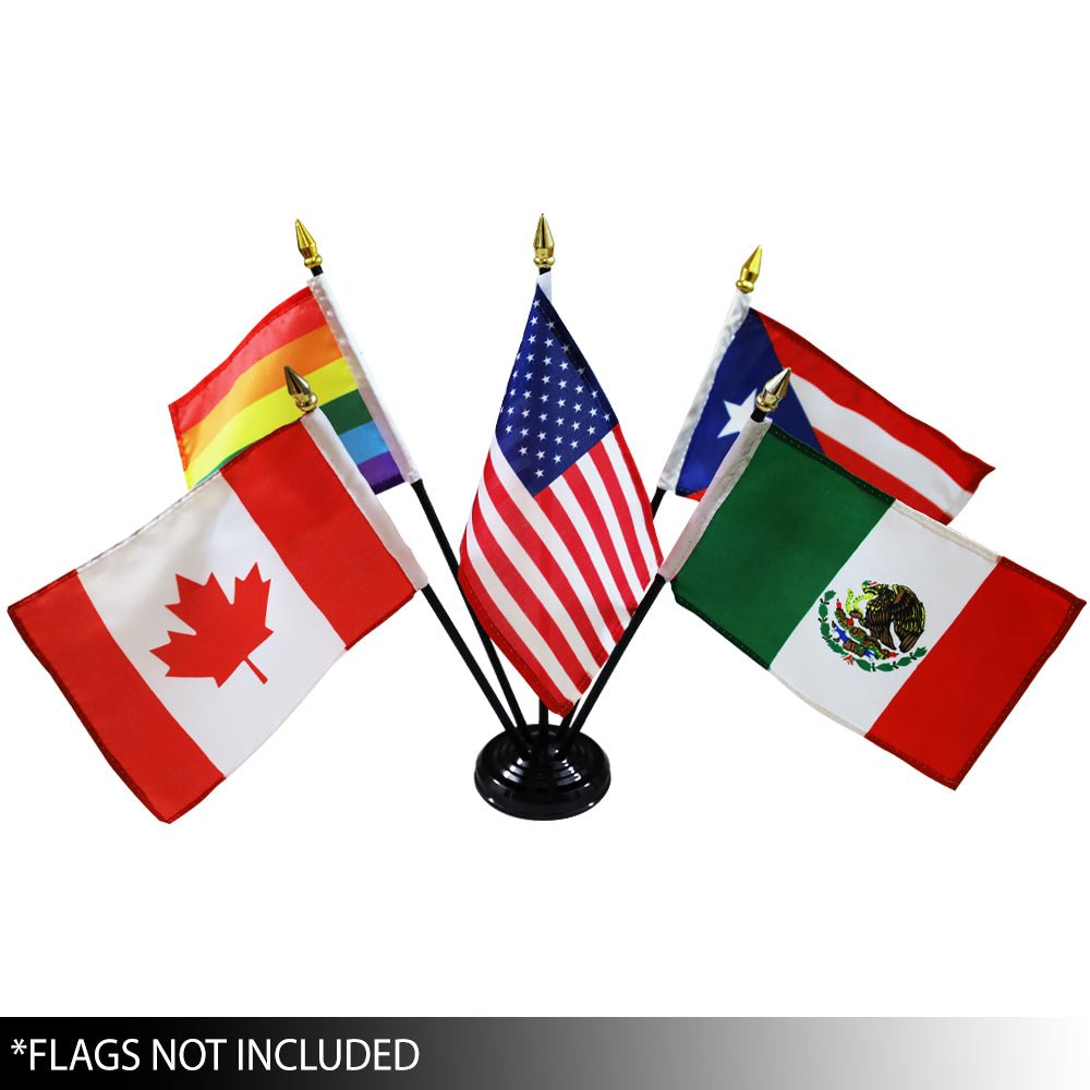 5 - Hole Black Desktop Flag Stand for 4x6 inch flag (Weighted) - Flags Importer