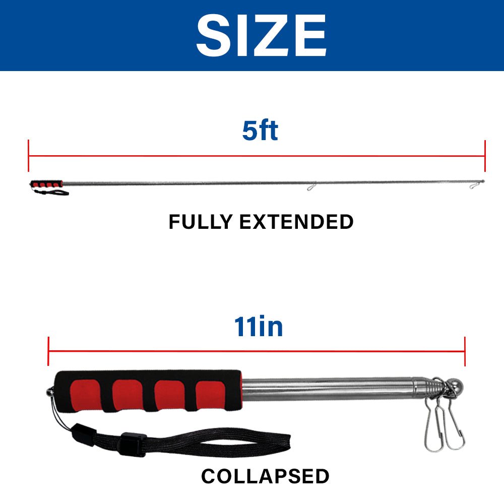 5ft Hand - Held Collapsible Flag Pole (Red) - Flags Importer