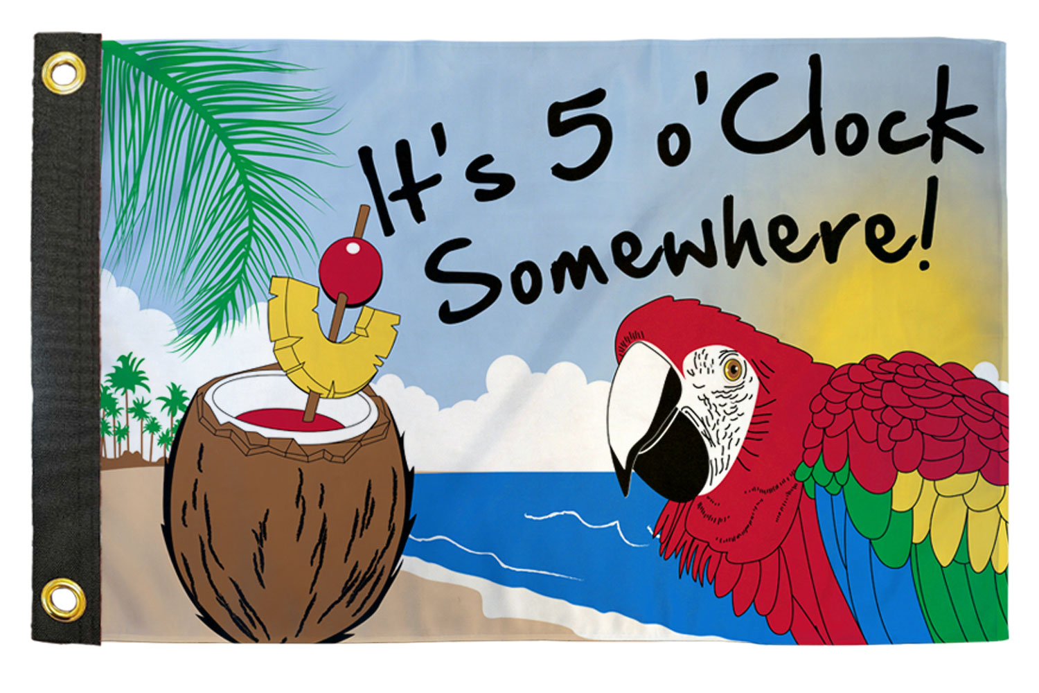 It's 5 o'Clock Somewhere 12x18in Boat Flag