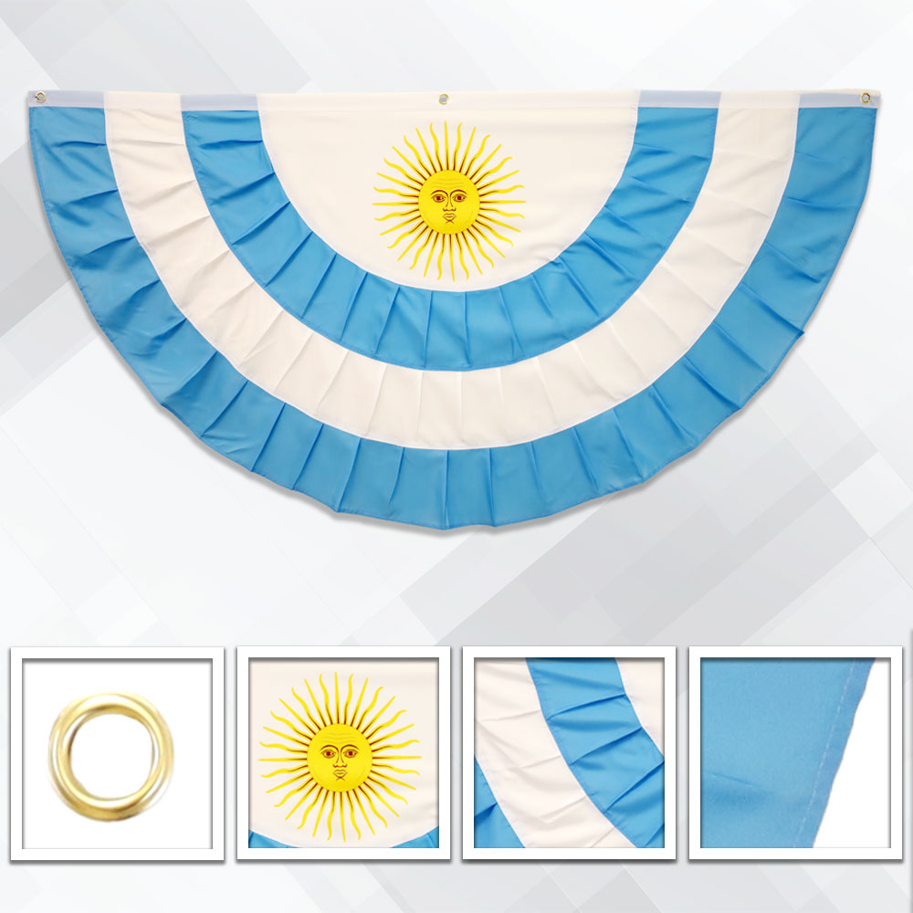 Argentina 3x6ft Pleated Bunting Flag