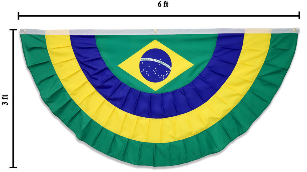 Brazil 3x6ft Pleated Bunting Flag