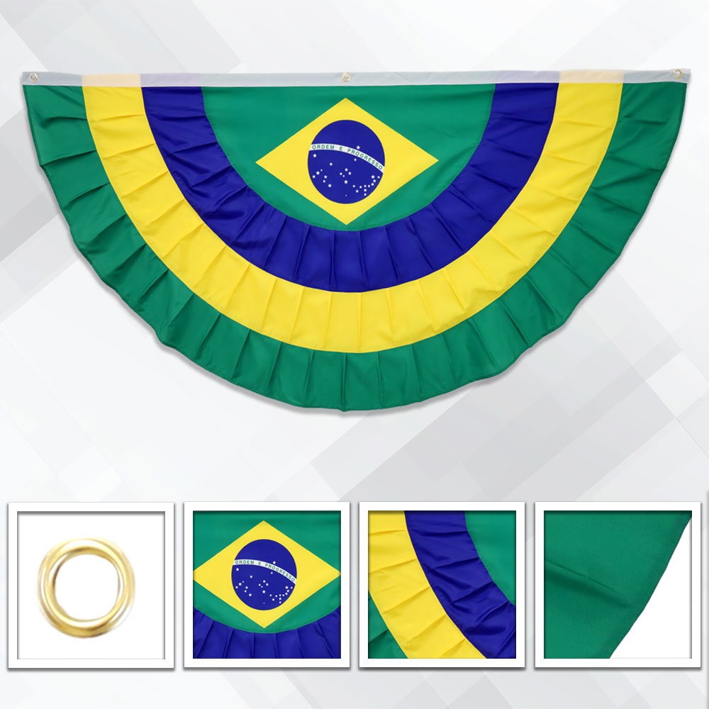 Brazil 3x6ft Pleated Bunting Flag