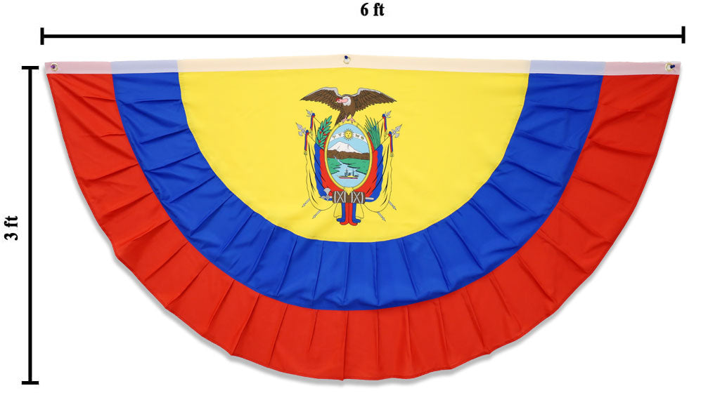 Ecuador 3x6ft Pleated Bunting Flag