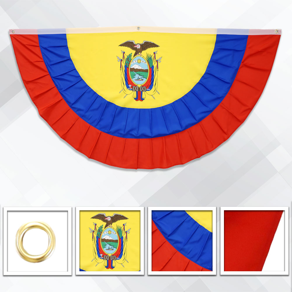 Ecuador 3x6ft Pleated Bunting Flag