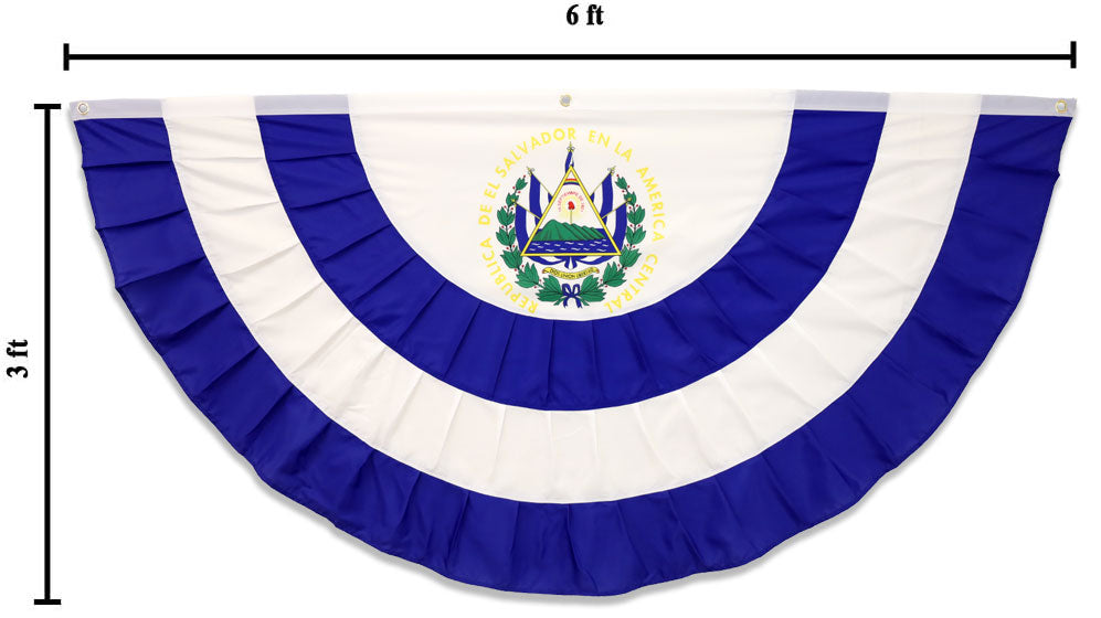 El Salvador 3x6ft Pleated Bunting Flag