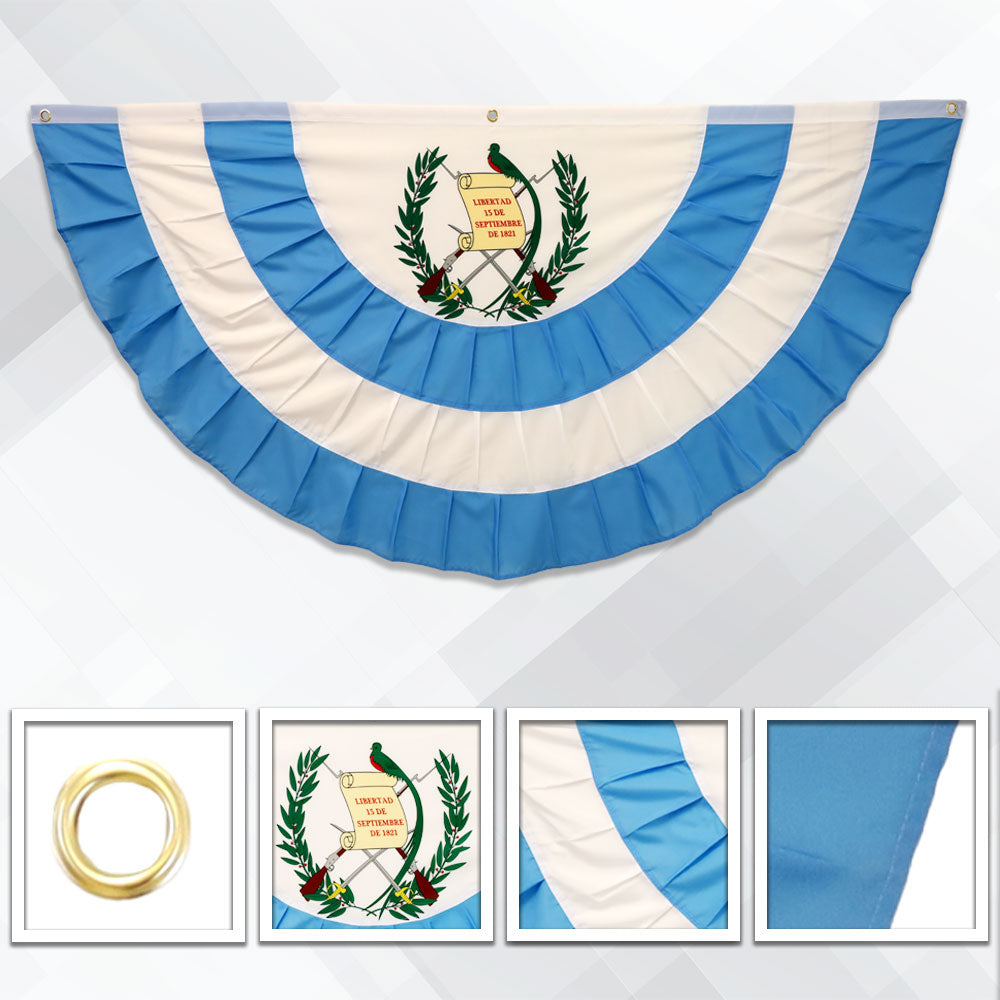 Guatemala 3x6ft Pleated Bunting Flag