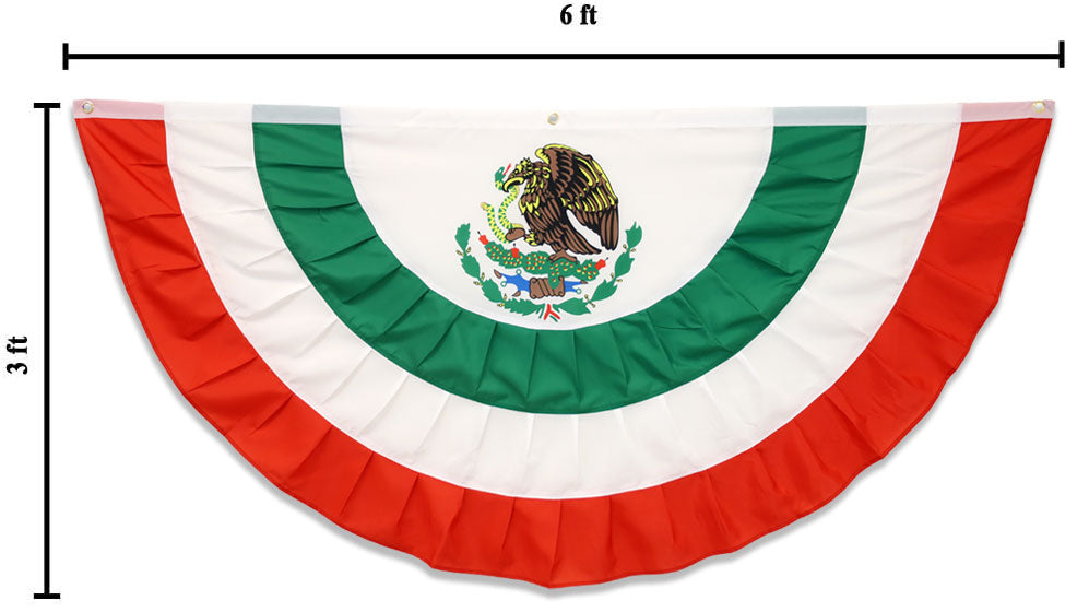 Mexico 3x6ft Pleated Bunting Flag