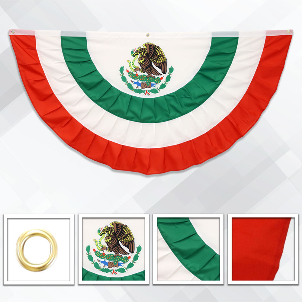 Mexico 3x6ft Pleated Bunting Flag