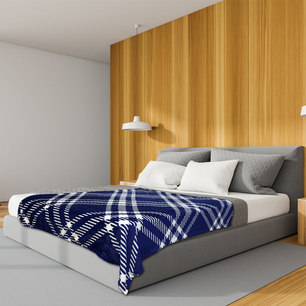 Blue & White Plaid Soft Plush 50x60in Blanket