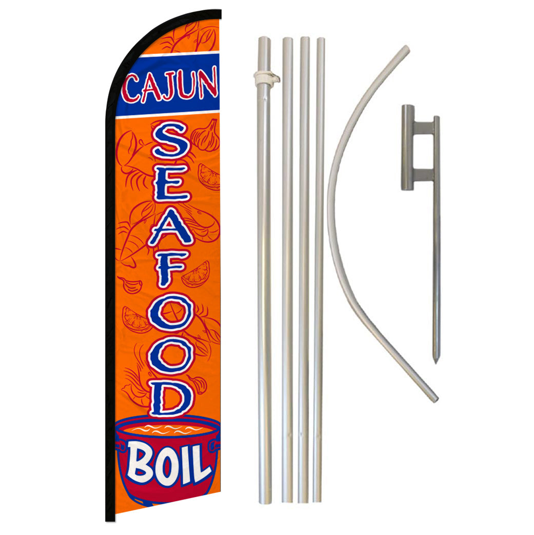 Cajun Seafood Boil Windless Banner Flag & Pole Kit