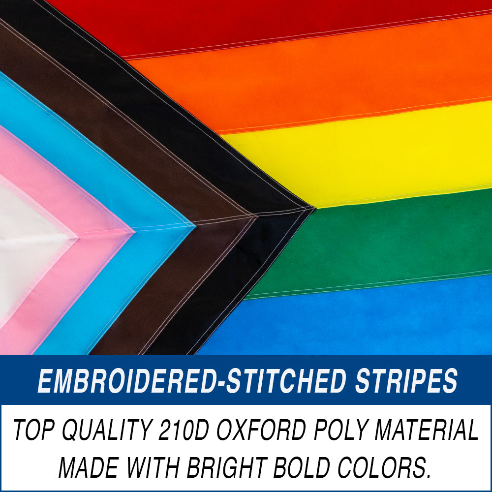 Progress Pride Embroidered Flag 3x5ft