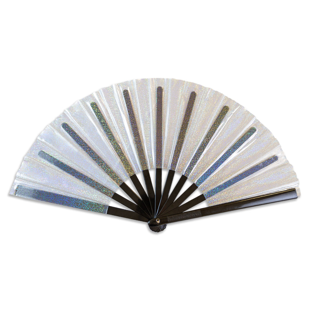 Transparent Glitter Clear X-Large Hand Fan