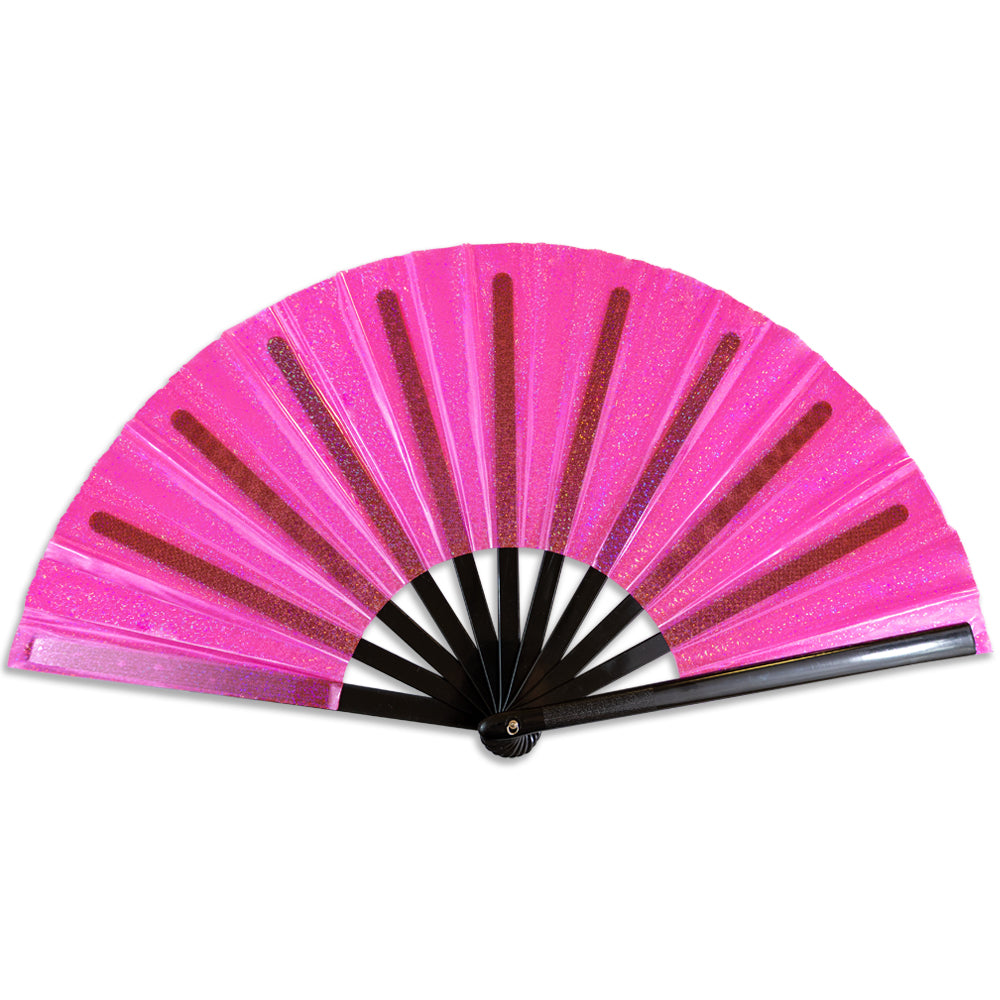 Transparent Glitter Hot Pink X-Large Fan