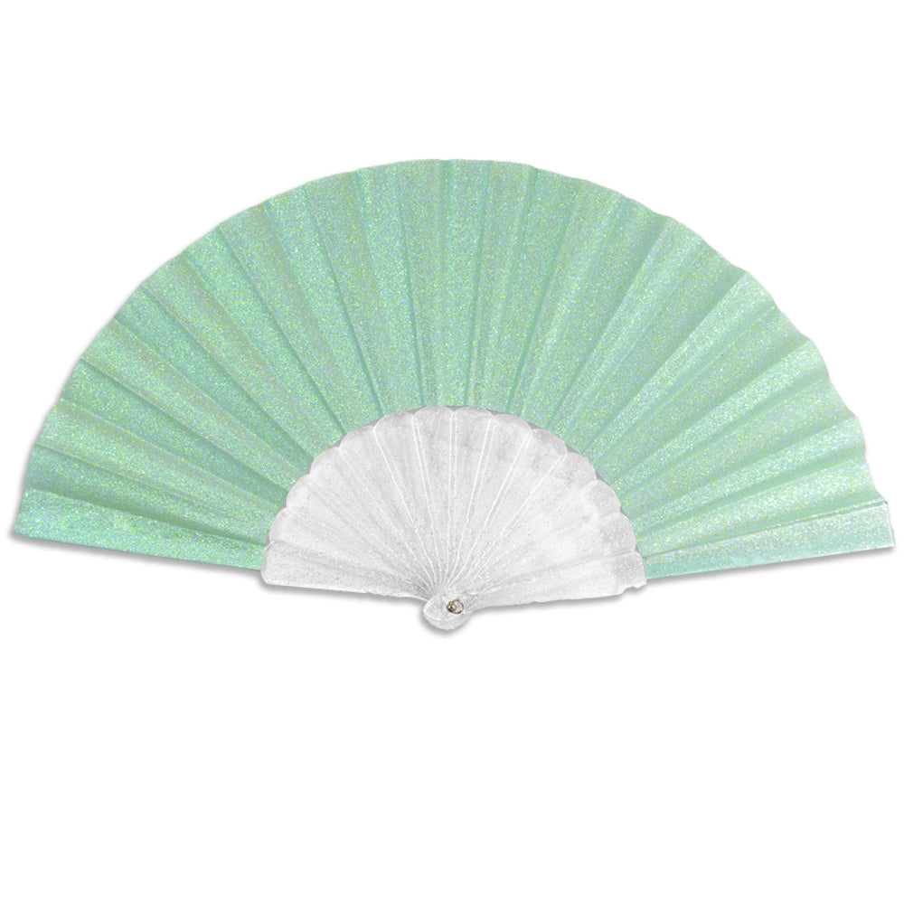 Glitter Fairy Blue Small Hand Fan (Clear Handle)