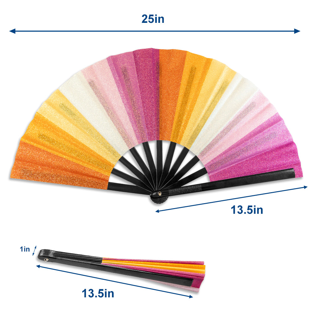 Lesbian (Sunset) Glitter X-Large Hand Fan