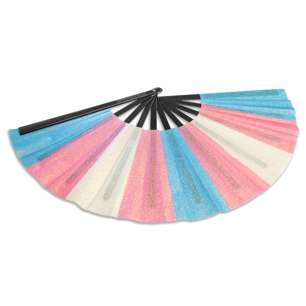 Transgender Glitter X-Large Hand Fan