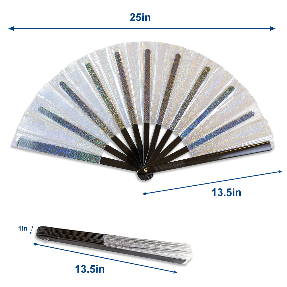 Transparent Glitter Clear X-Large Hand Fan