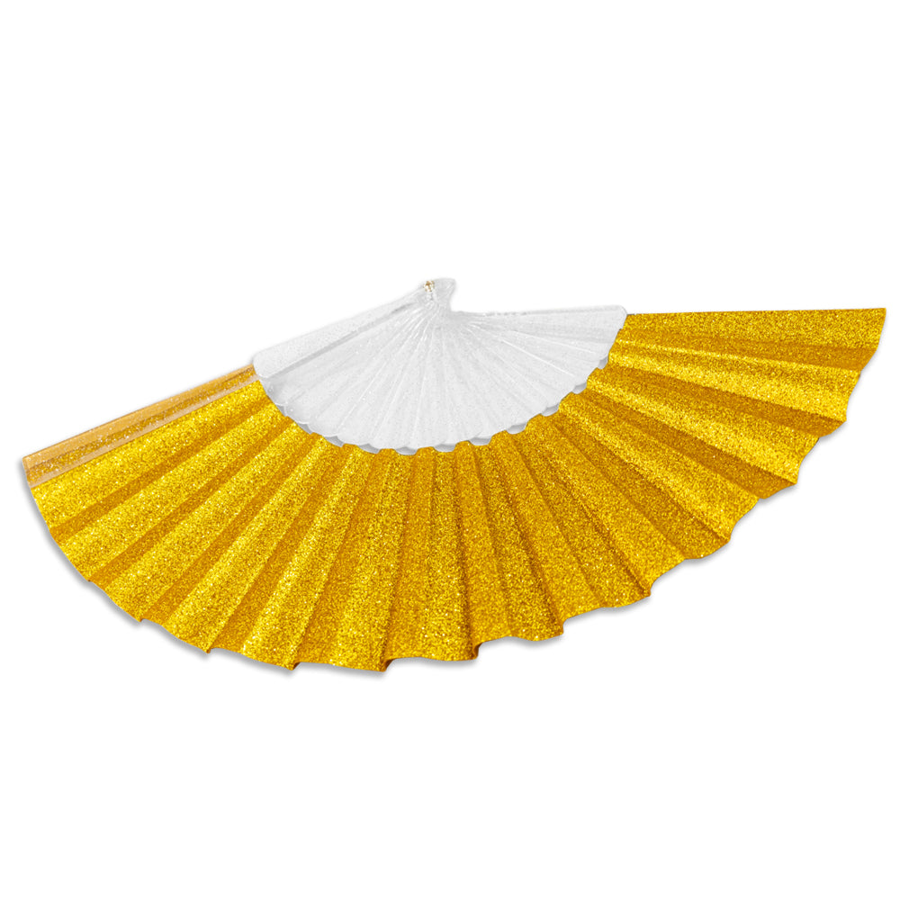 Glitter Gold Small Hand Fan (Clear Handle)