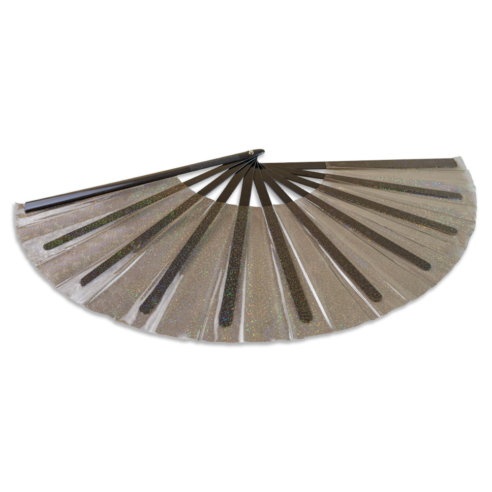 Transparent Glitter Black X-Large Hand Fan