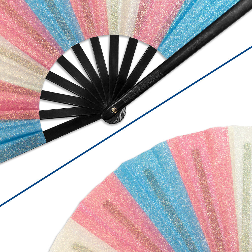Transgender Glitter X-Large Hand Fan