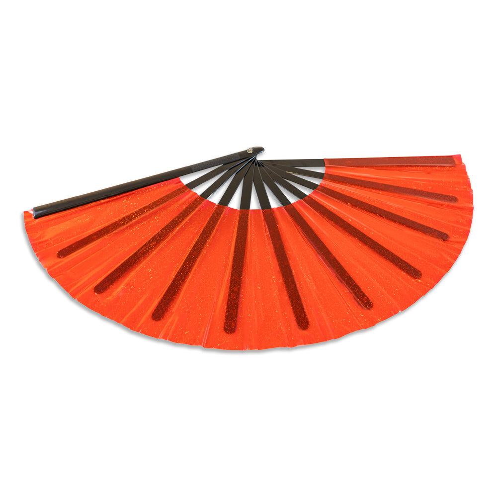 Transparent Glitter Red X-Large Hand Fan