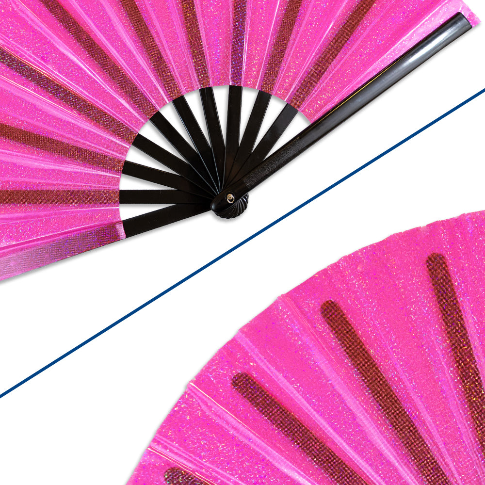 Transparent Glitter Hot Pink X-Large Fan