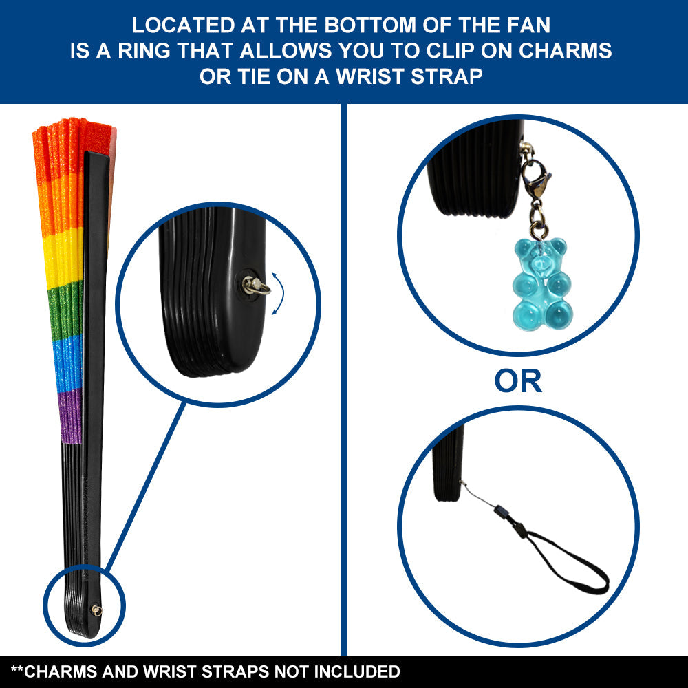Rainbow Glitter X-Large Hand Fan