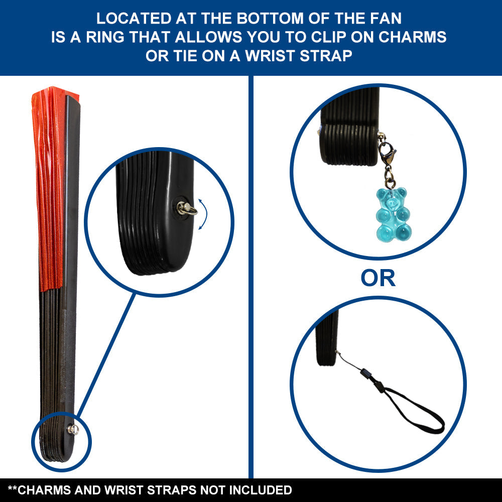 Transparent Glitter Red X-Large Hand Fan