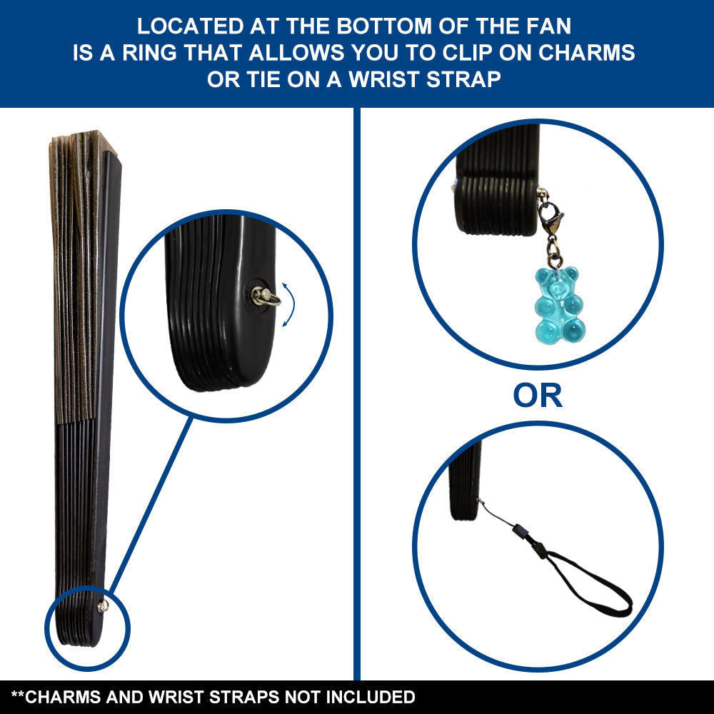 Transparent Glitter Black X-Large Hand Fan