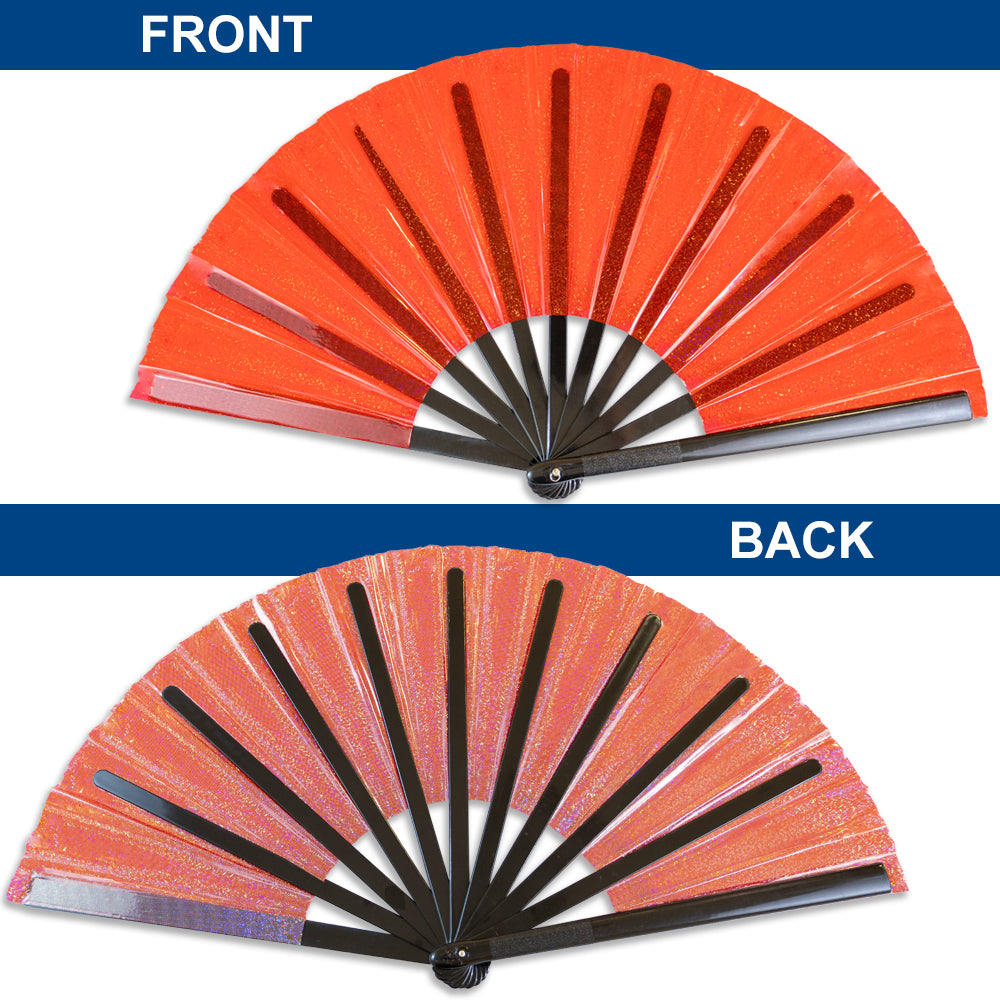 Transparent Glitter Red X-Large Hand Fan