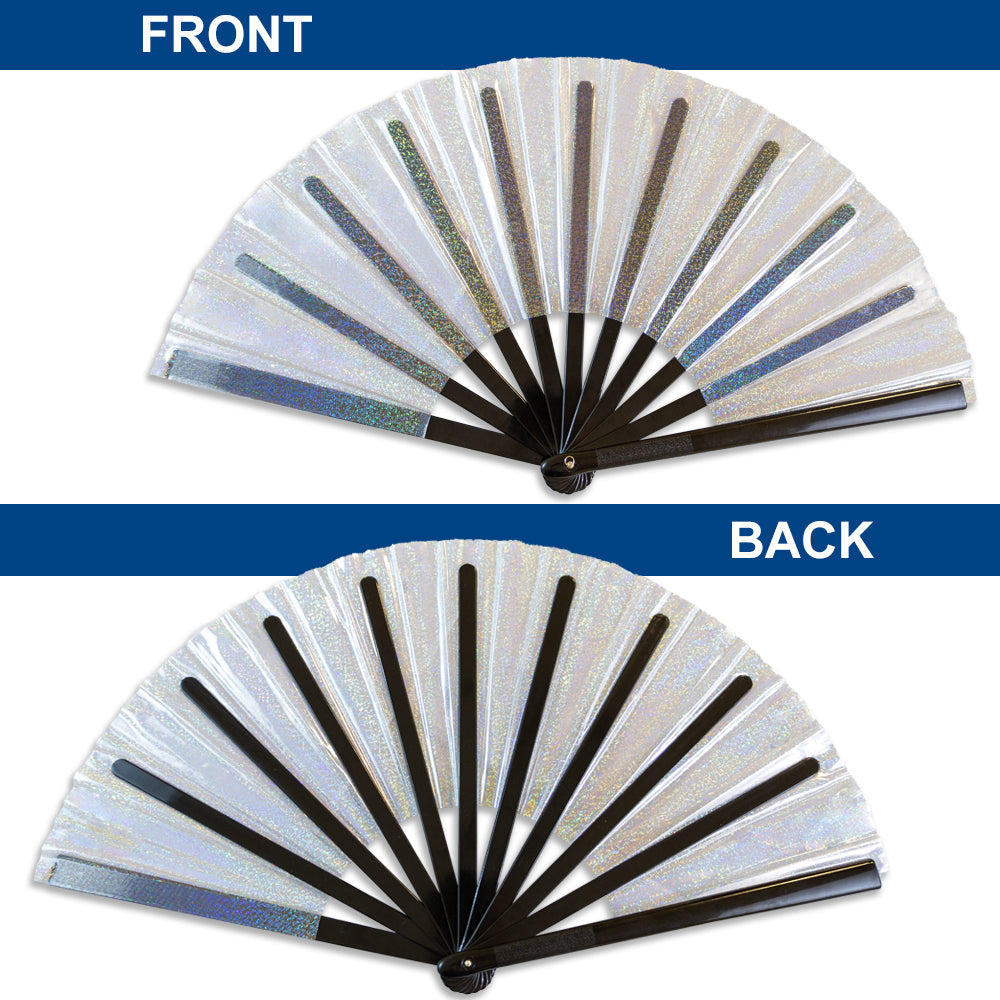 Transparent Glitter Clear X-Large Hand Fan