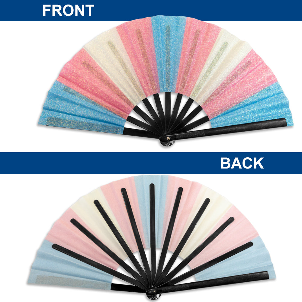 Transgender Glitter X-Large Hand Fan