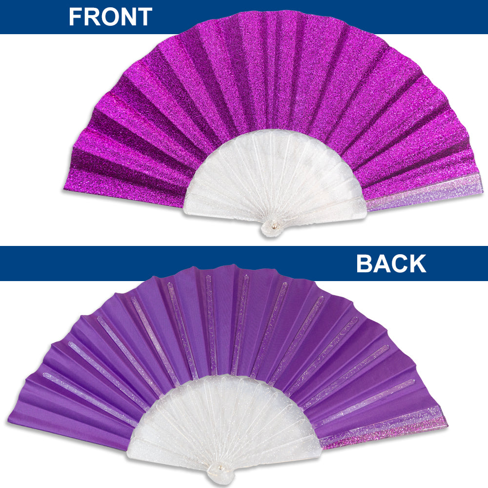 Glitter Purple Small Hand Fan (Clear Handle)
