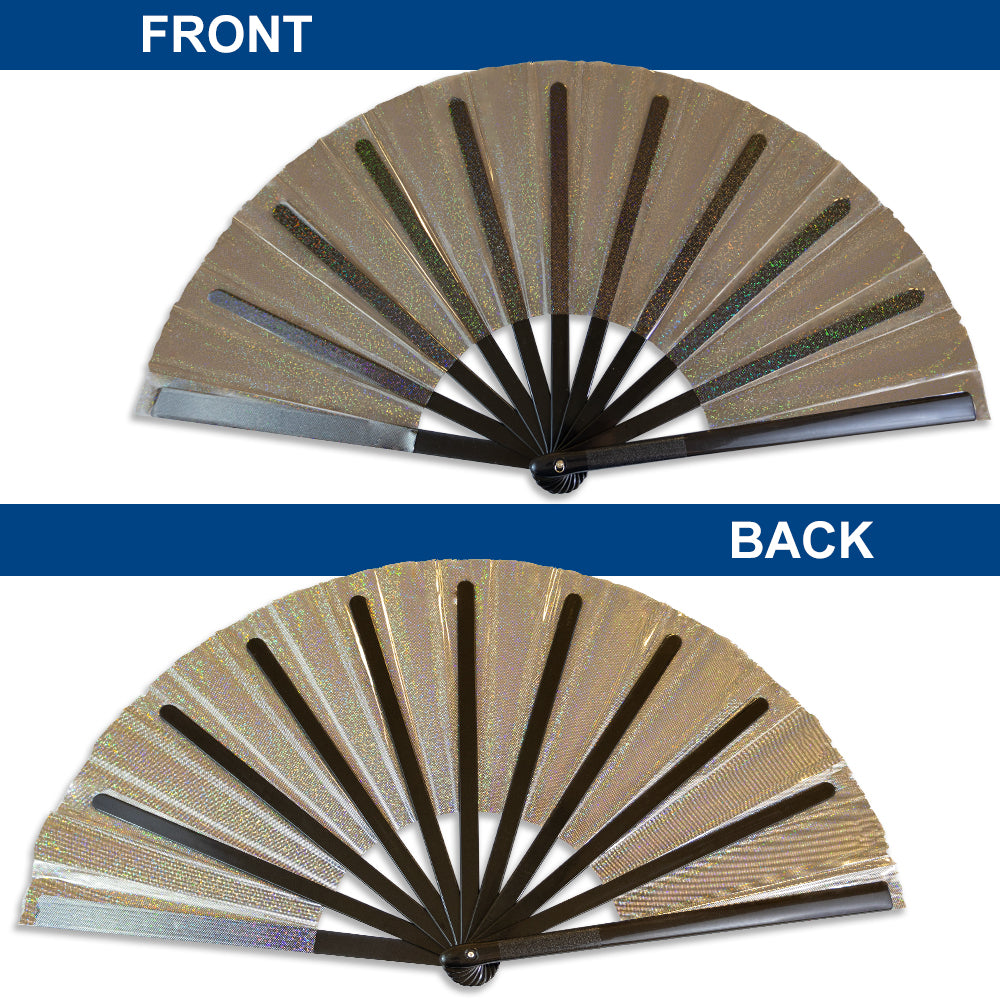 Transparent Glitter Black X-Large Hand Fan