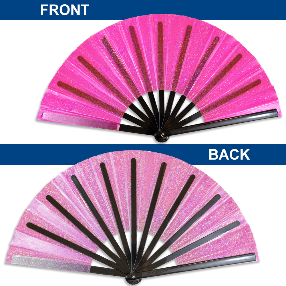 Transparent Glitter Hot Pink X-Large Fan