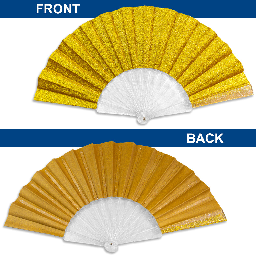 Glitter Gold Small Hand Fan (Clear Handle)