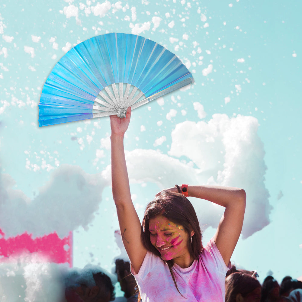 Iridescent Fairy Dust Blue X-Large Fan