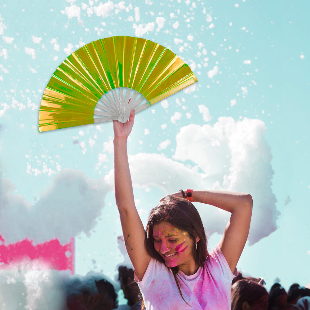 Iridescent Neon Green X-Large Fan