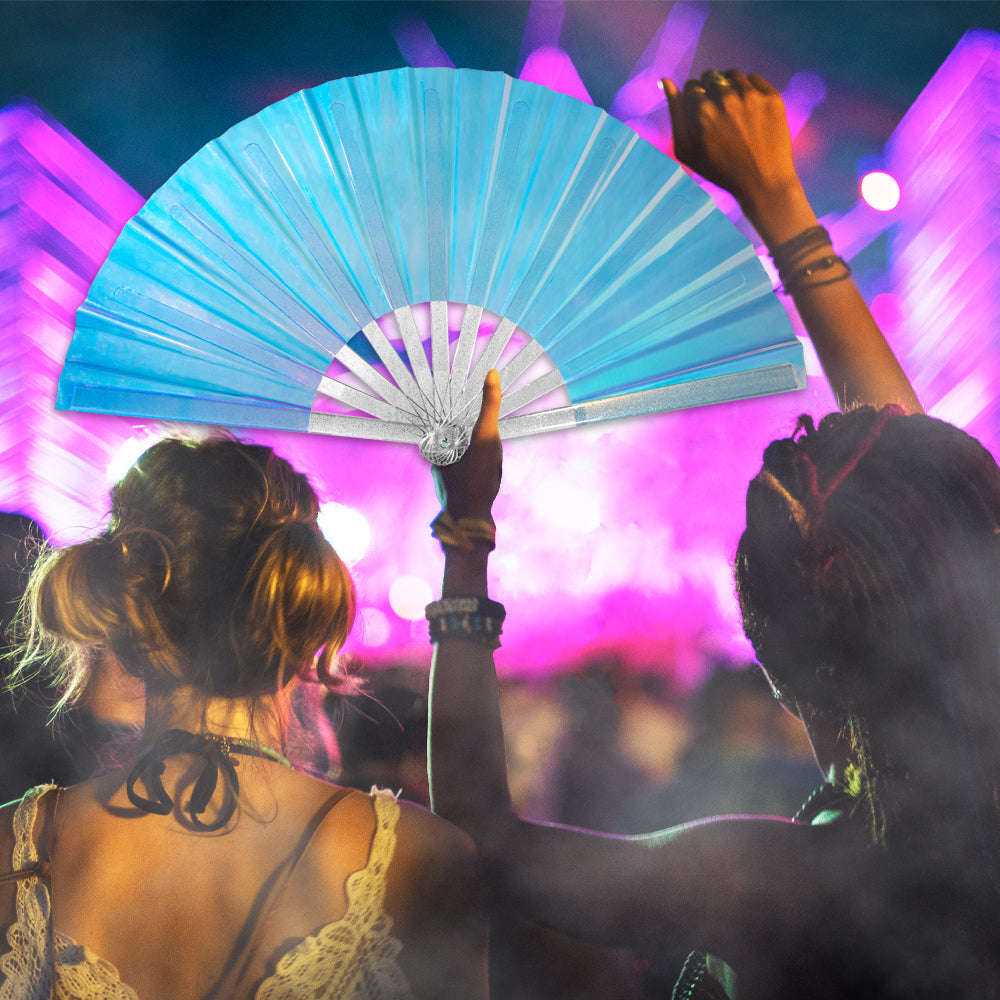 Iridescent Fairy Dust Blue X-Large Fan