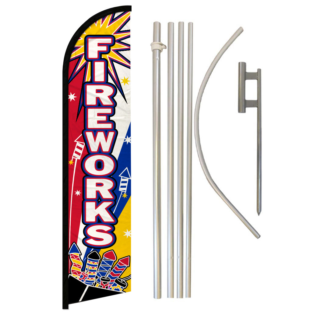 Fireworks (Boom) Windless Banner Flag & Pole Kit