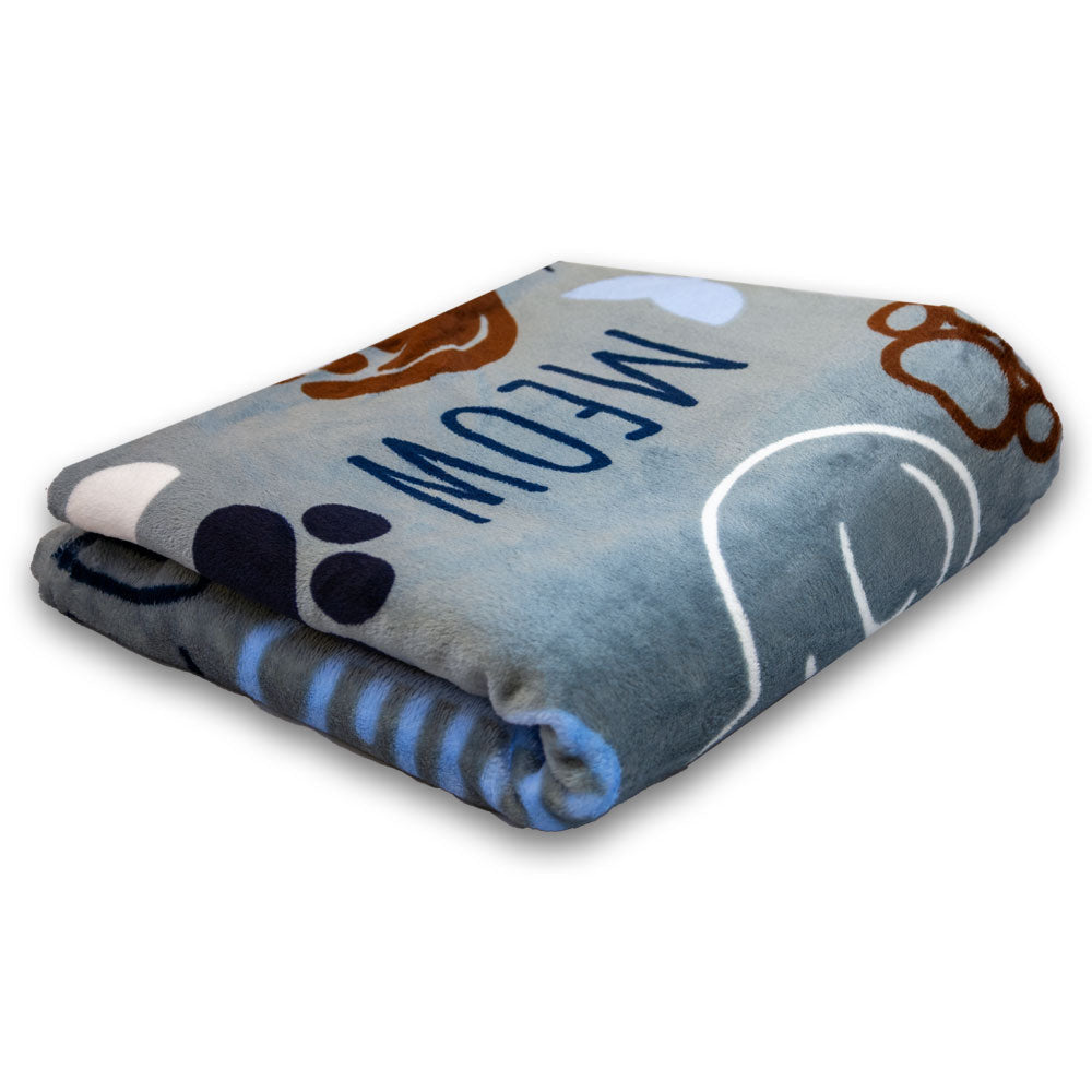 Kitty Paws (Gray) Soft Plush 50x60in Blanket