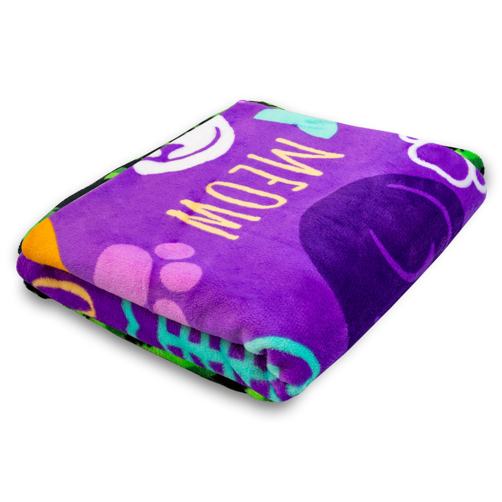 Kitty Paws (Purple) Soft Plush 50x60in Blanket