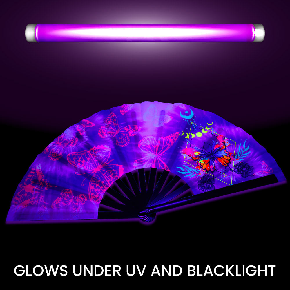 Butterfly (Tie Dye) Blacklight X-Large Hand Fan